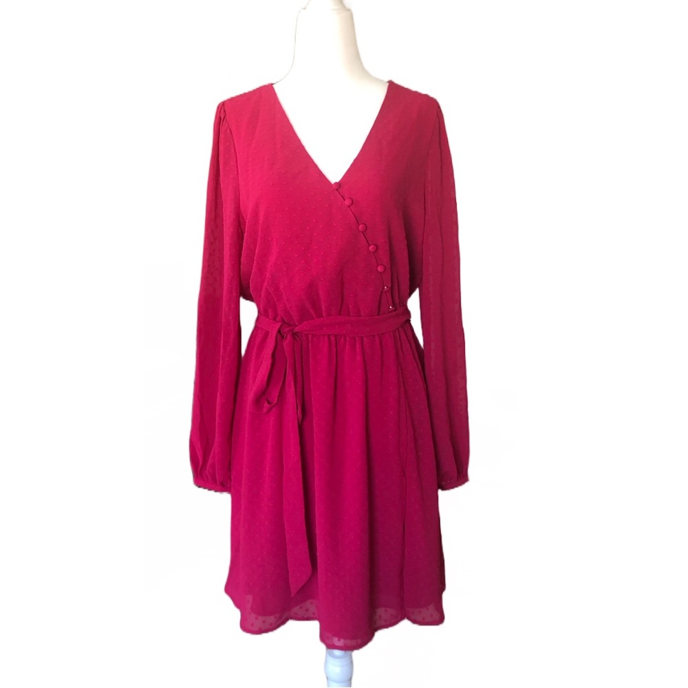 POPSUGAR Fuchsia Faux Wrap Dress